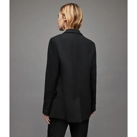 Allsaints Black Fringe Wool Blend Maxine Blazer Jacket - Picture 4 of 10